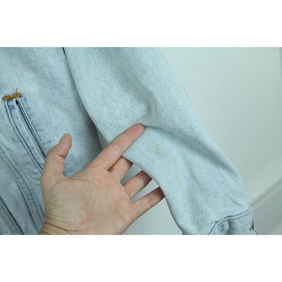 Vintage Levis L Jean Jacket THRASHED Rockabilly Grunge Biker Denim Light Wash - Picture 9 of 11